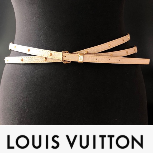 Louis Vuitton Accessories - Louis Vuitton White Suhali Leather Studded Double Wrap Tour Belt